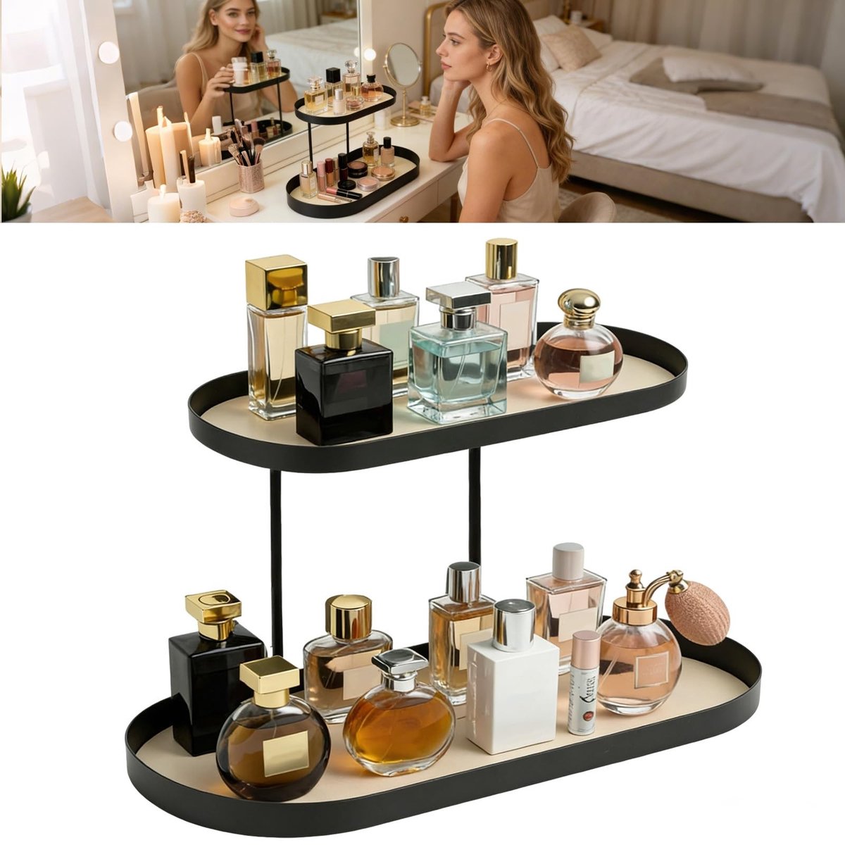 Omgoods - Elegante Parfumorganizer met Twee Verdieningen, Montagevrij