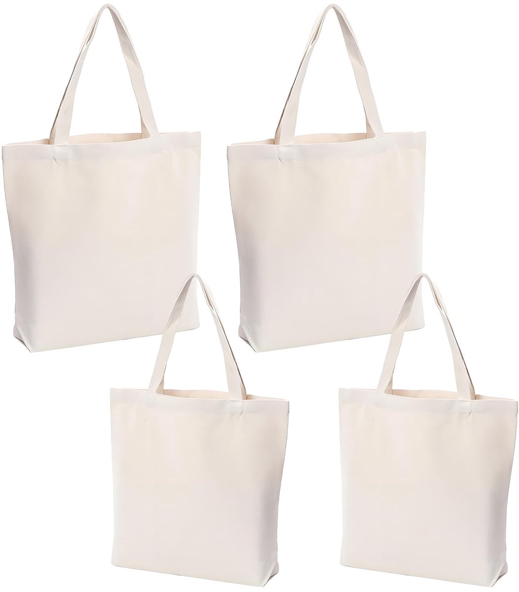 Omgoods - Set van 4 Katoenen Boodschappentassen om te Beschilderen