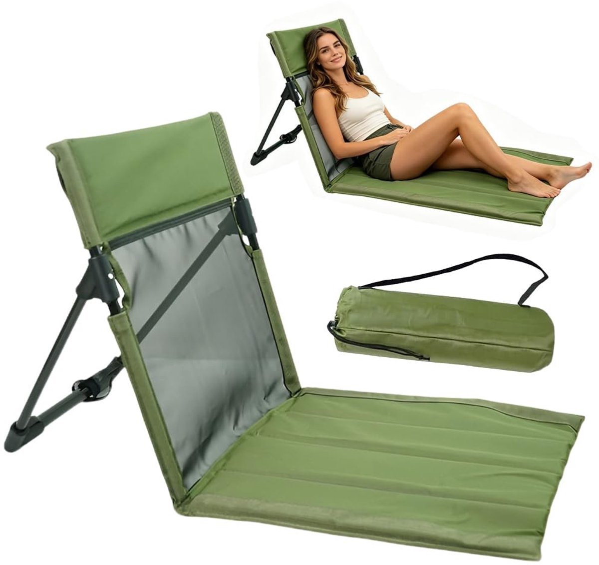 Omgoods - Inklapbare Strandmat met Rugleuning - Lichtgewicht en Draagbaar