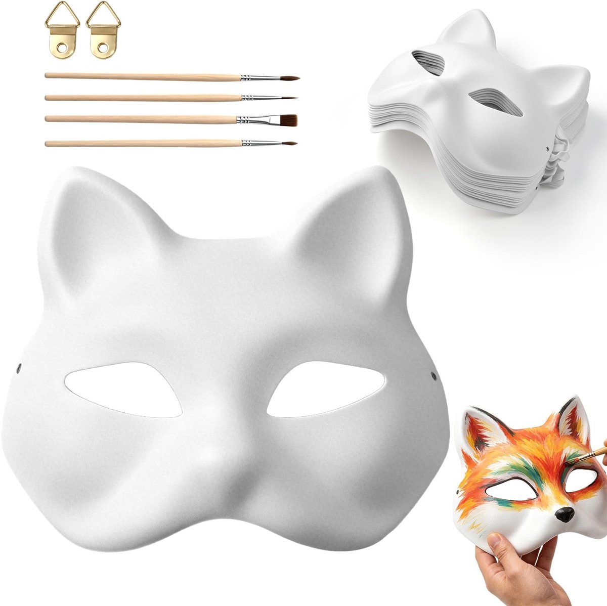 Omgoods - Witte Kattenmaskers voor Creatief Knutselen en Feestjes