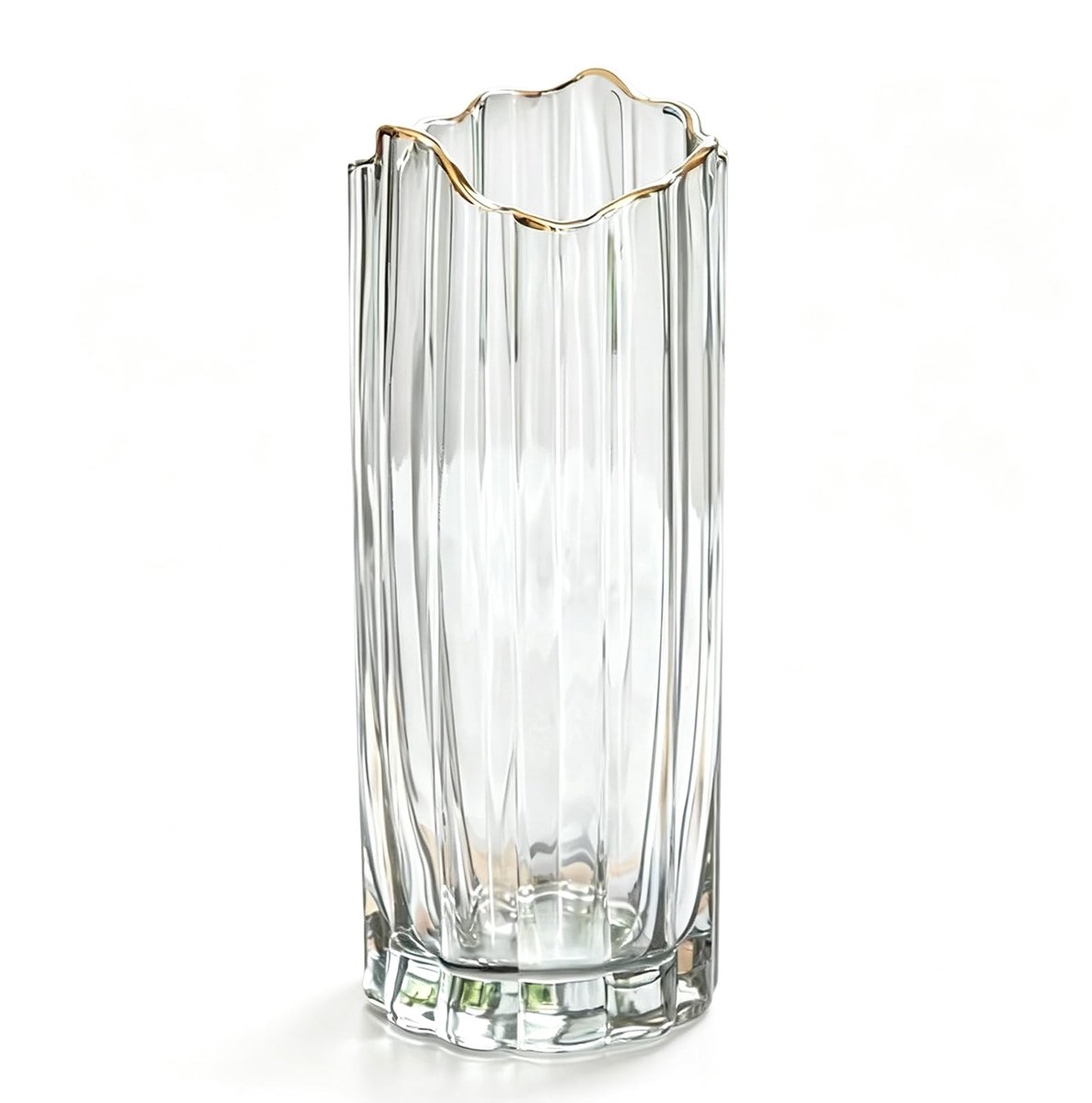 Omgoods - Glazen Vaas met Gouden Rand, 30 cm Hoog voor Bloemen