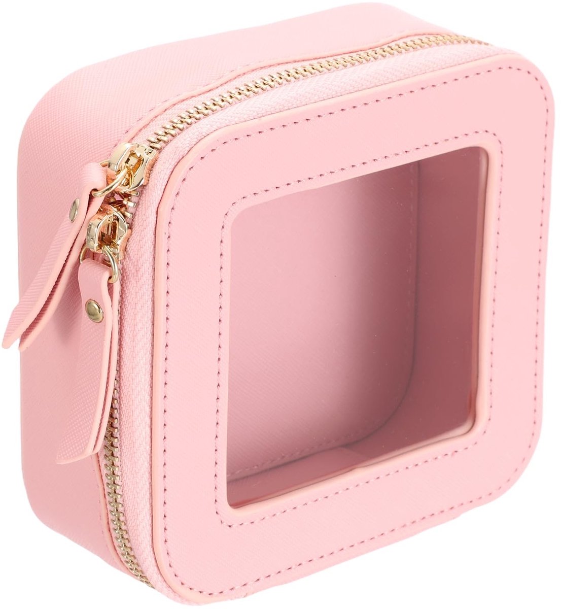 Omgoods - Transparante Make-uptas Klein - Draagbare Ritstas voor Reizen in Roze