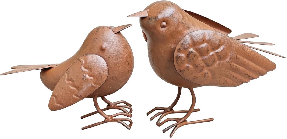 Omgoods - Set van 2 Metalen Tuindecoratie Vogels voor Buiten