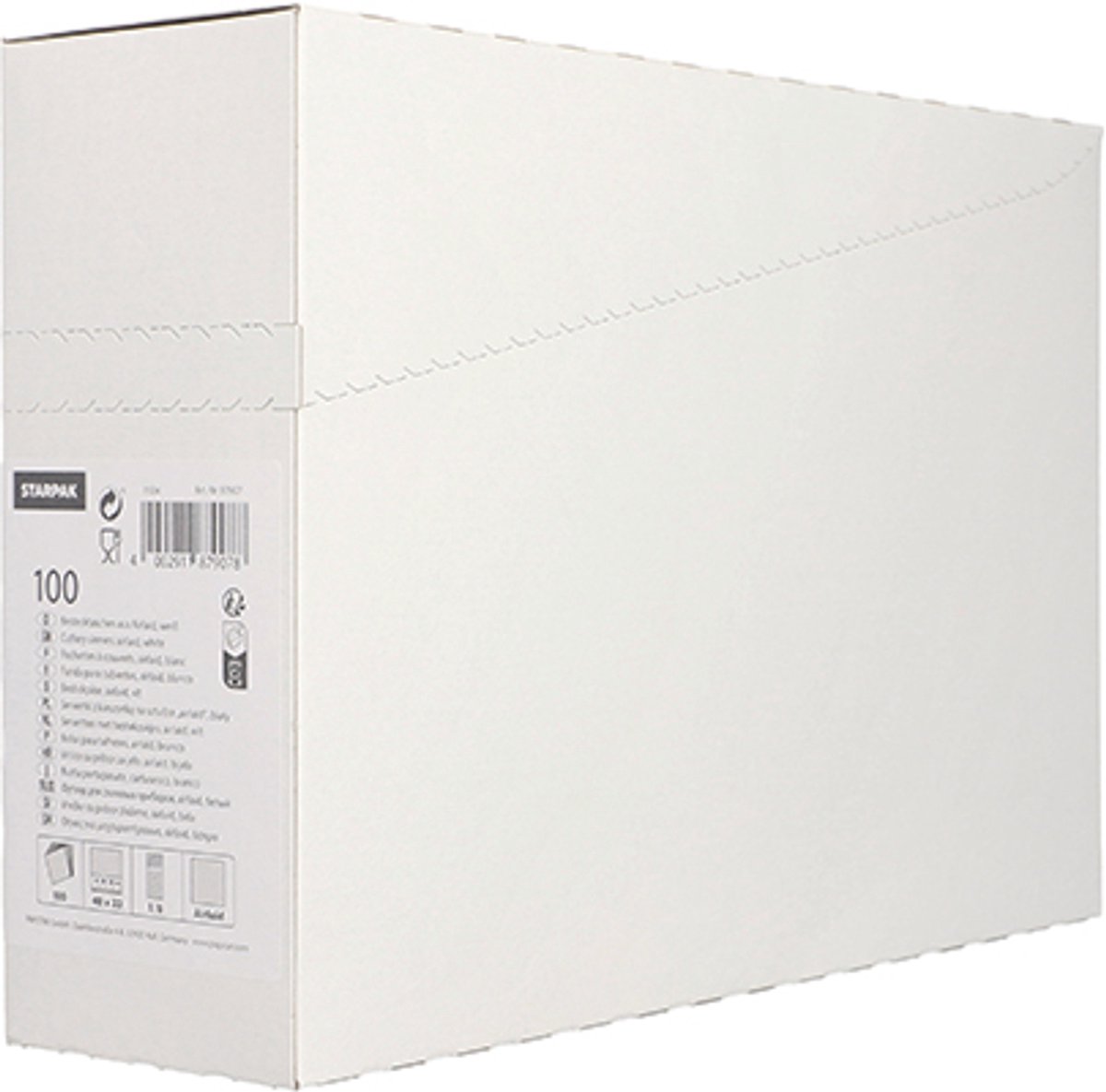 5x 100 Servetten met bestekzakjes airlaid 40 cm x 33 cm wit met bestekvouw