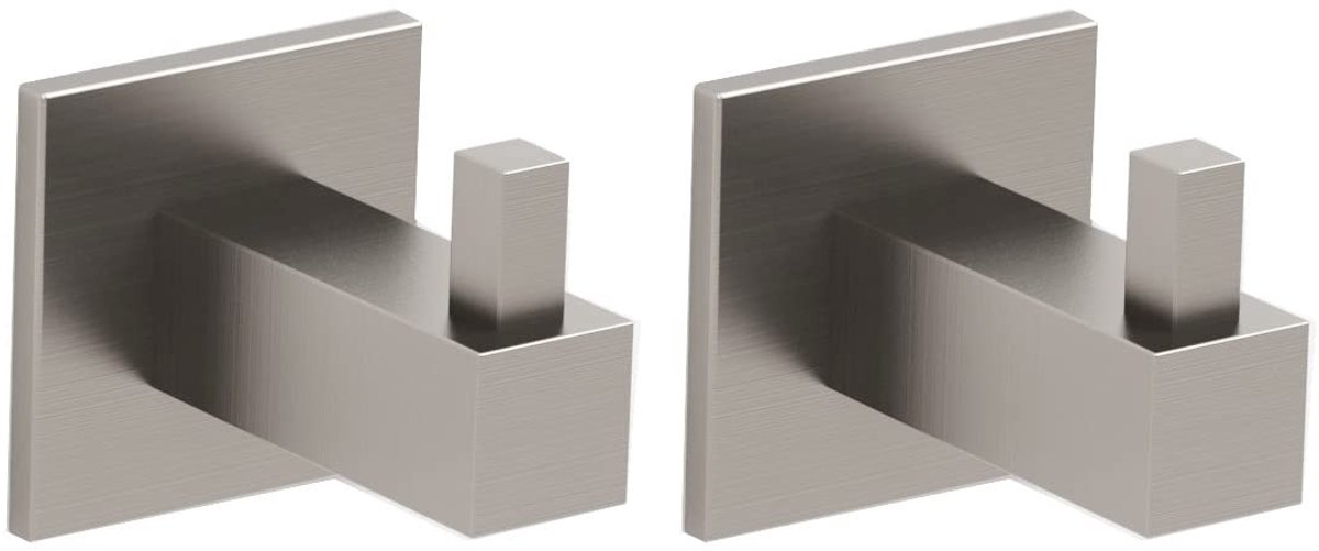 Omgoods - Set van 2 Vierkante Handdoekhaken - Roestvrij Staal Mat
