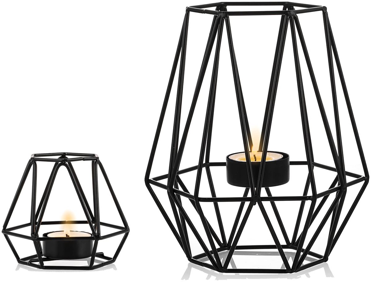 Omgoods - Set van 2 Geometrische Theelichthouders voor Tafeldecoratie