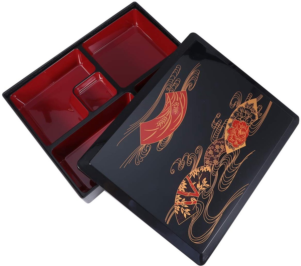 Omgoods- Bentobox Gelakt - Traditioneel Huis - Dienblad - Levensmiddelenhouder - 5 Roosters - Herbruikbaar - Lunchbox