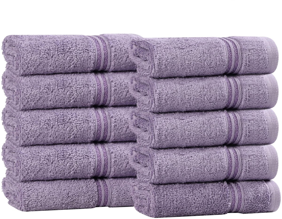 Omgoods - Set van 10 Katoenen Gastendoekjes 13x13 cm - Royal Purple