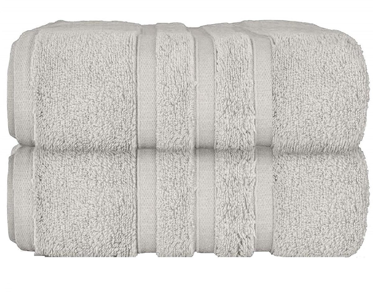 Omgoods - Set van 2 Extra Grote Badlakens - 95x200cm - 100% Egyptisch Katoen 700GSM - Zilver