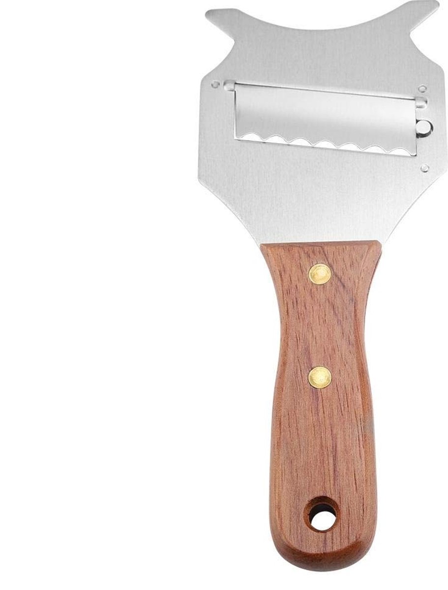 Omgoods- Truffelsnijder met verstelbaar lemmet - Chocoladescheerapparaat - Kaasschaaf - Roestvrij staal/hout - 19,5 x 8 x 1,2 cm - Voor truffels/kaas