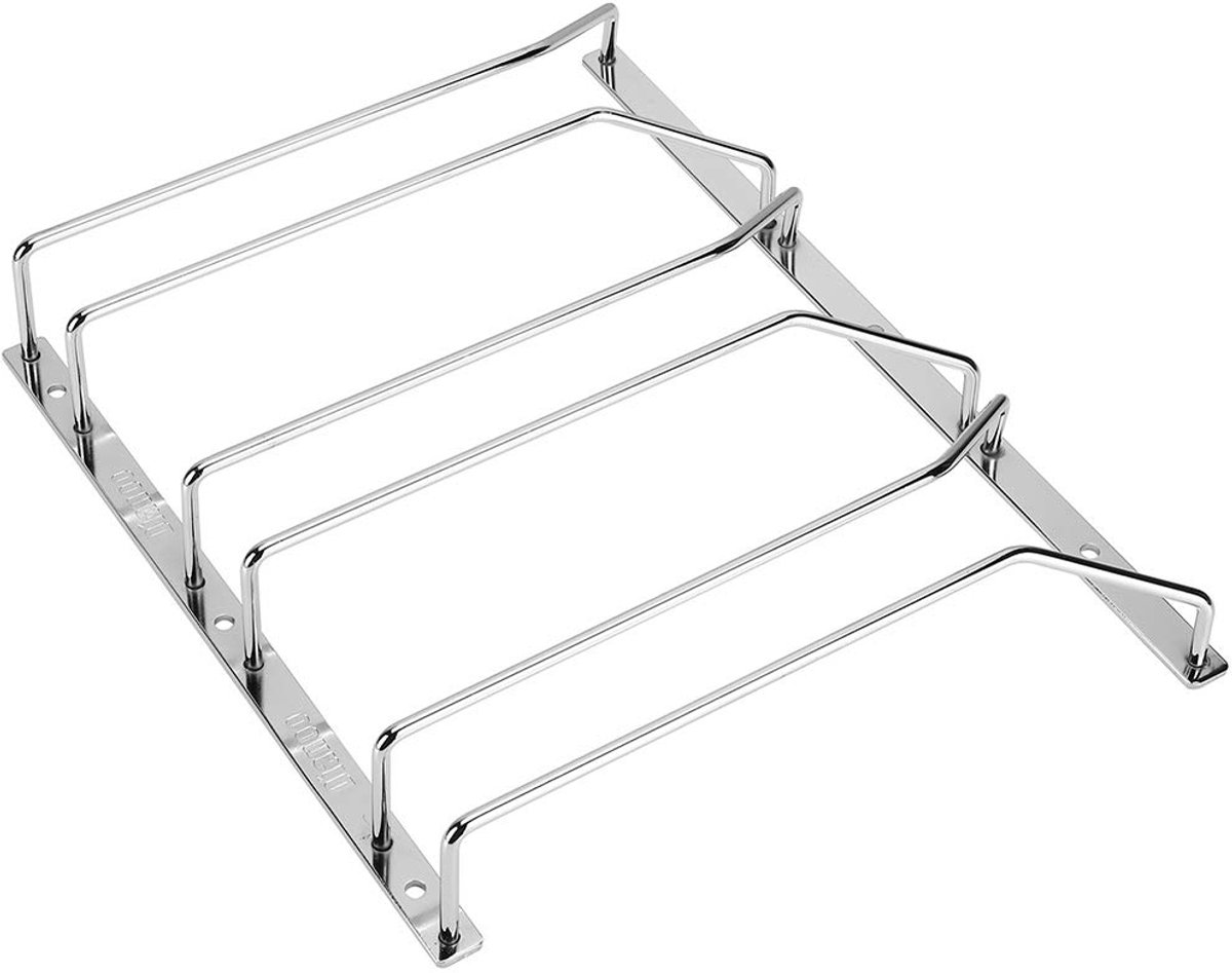 Omgoods - Wijnglas Houder voor onder Kast - 3-Rijen Chrome Geplateerd