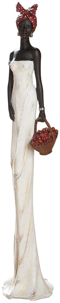 Omgoods - Decoratieve Beeld van Afrikaanse Vrouw met Fruitmand