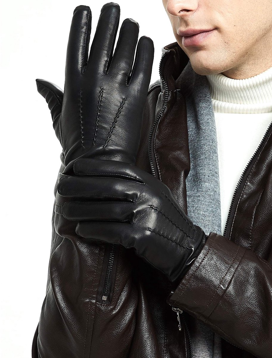 Omgoods - Premium Wollen en Leren Winterhandschoenen voor Mannen