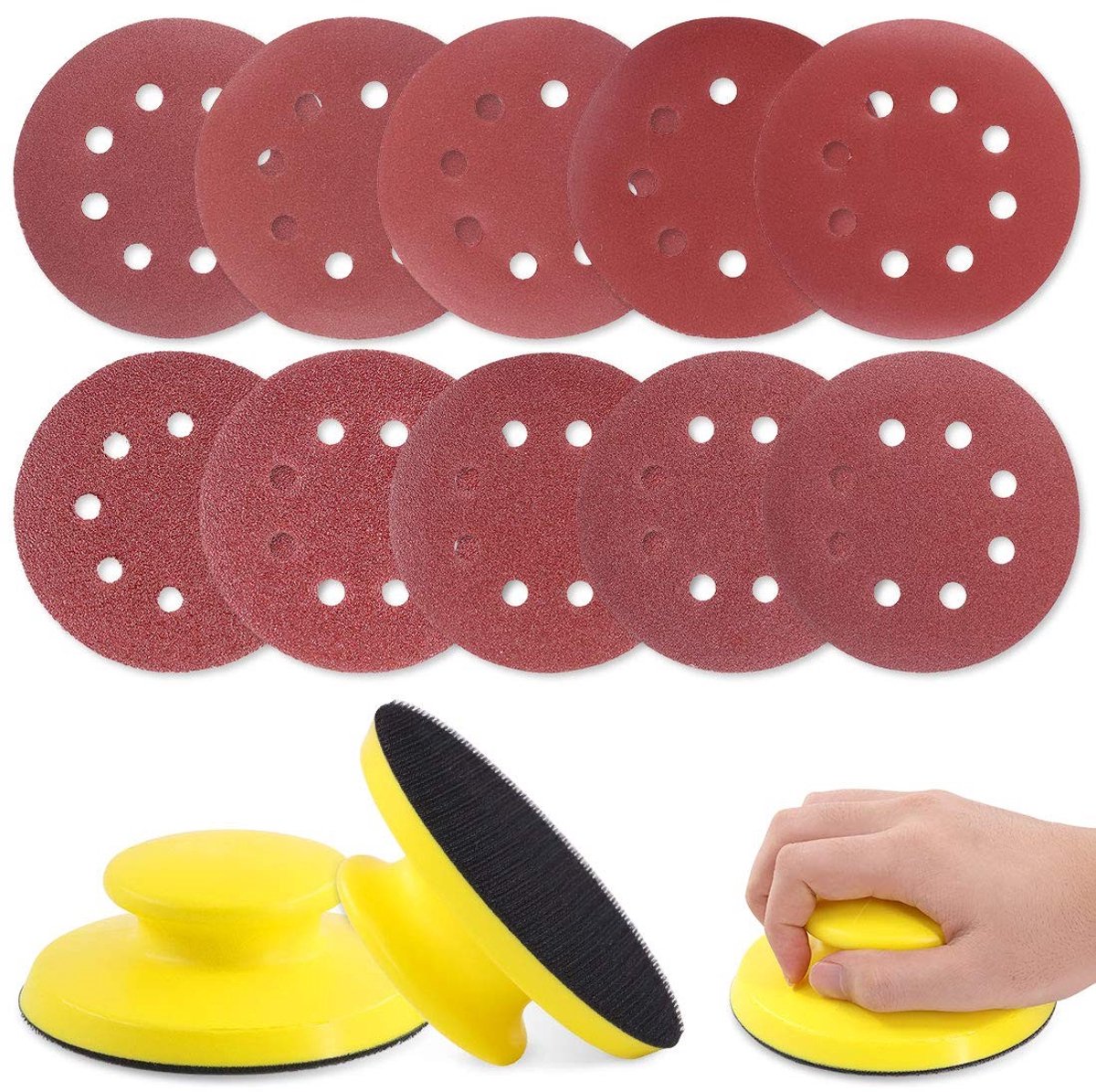 Omgoods - 62-delige Schuurblok en Schuurpapier Set van 5 Inch