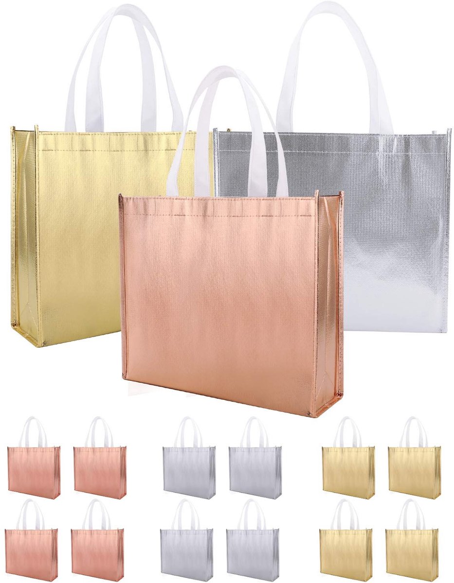 Omgoods - Set van 12 Grote Cadeautassen met Handvatten, Herbruikbaar en Stijlvol