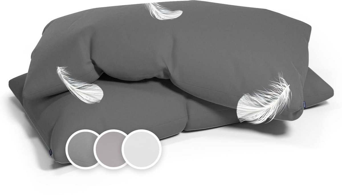 Omgoods - Set van 2 Zachte Donkergrijze Kussenhoezen 40x80 cm - Hypoallergene Slapen met Comfort