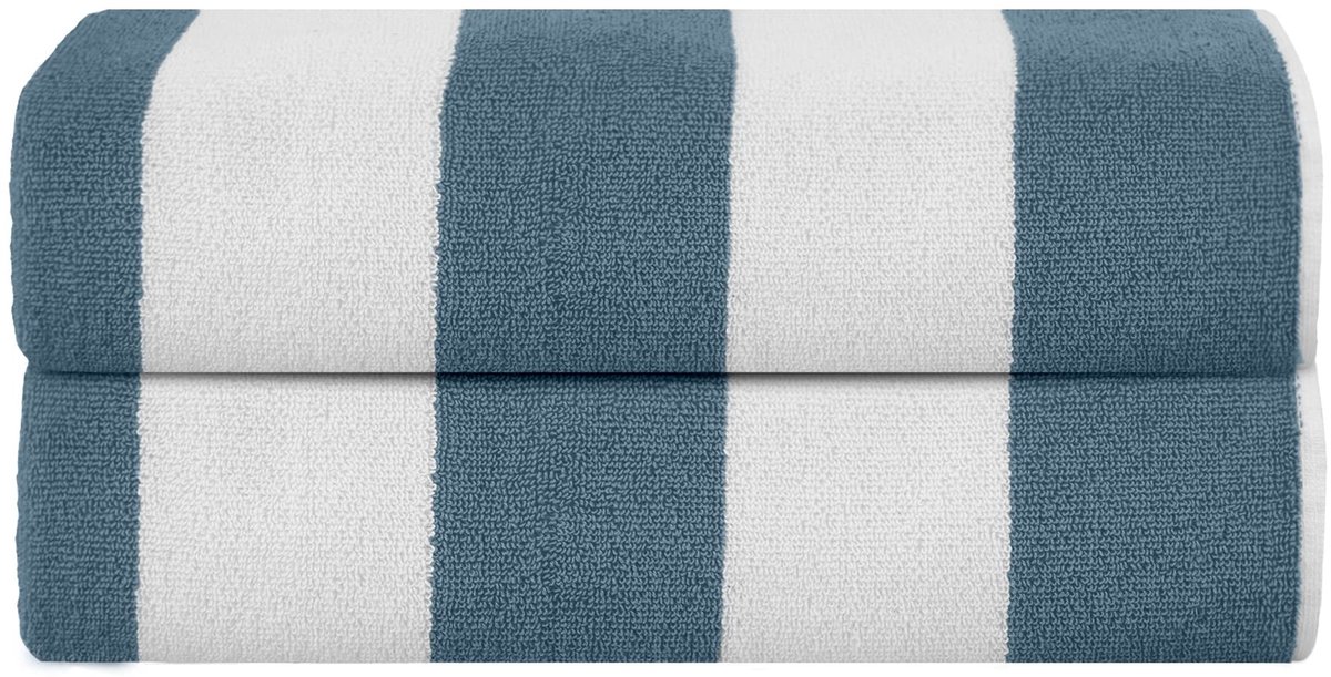 Omgoods - Strandhanddoeken - 2 Stuks in Rood-Blauw-Wit Cabana Streep