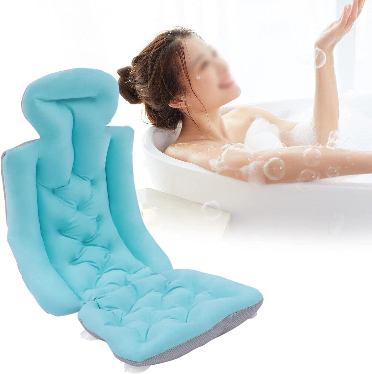Badmat - Antislip kussen - Ontspannen in bad - Zacht en huidvriendelijk - 78 x 35 cm - Blauw