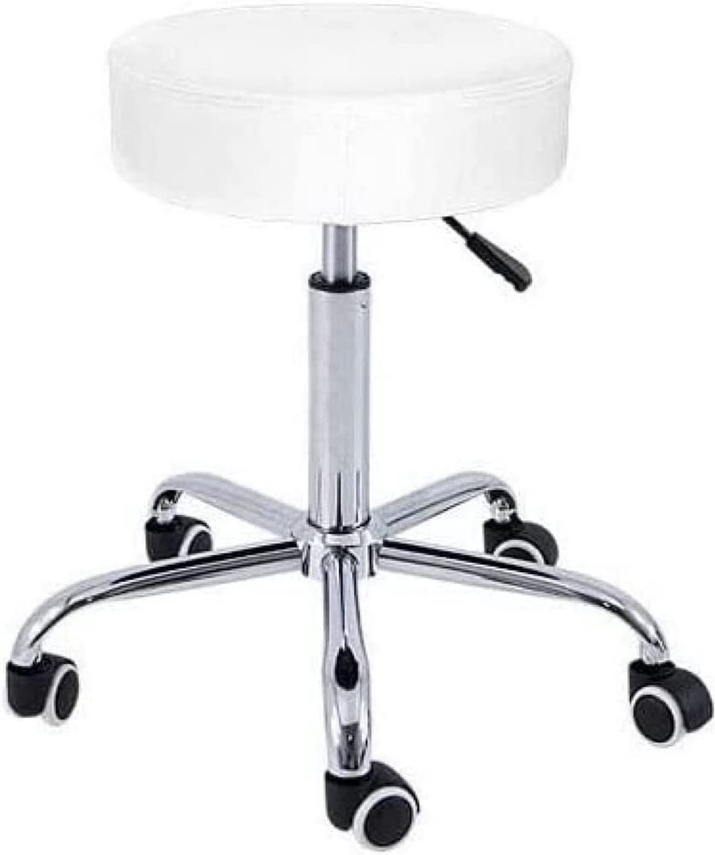 Omgoods - Comfortabele Chrome Kruk met 5 Wielen in Wit