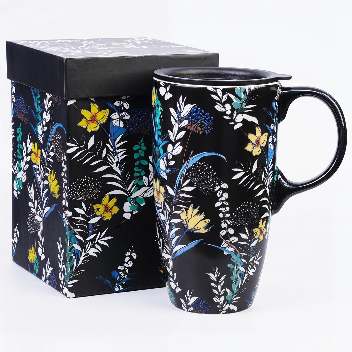 Omgoods - Grote Keramische Mok met Deksel voor Koffie en Thee
