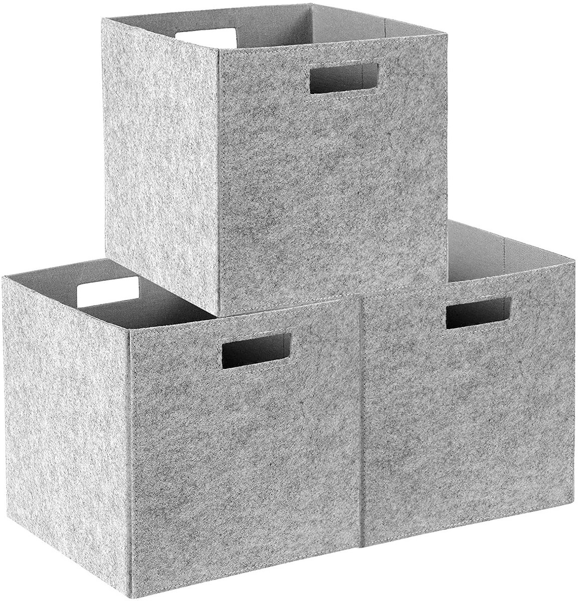 Omgoods - Set van 3 Vouwbare Opbergdozen van Vilt voor Kinder- en Speelkamers