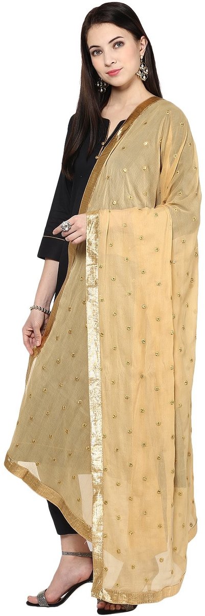 Omgoods - Geborduurde Chiffon Dupatta Sjaal voor Dames