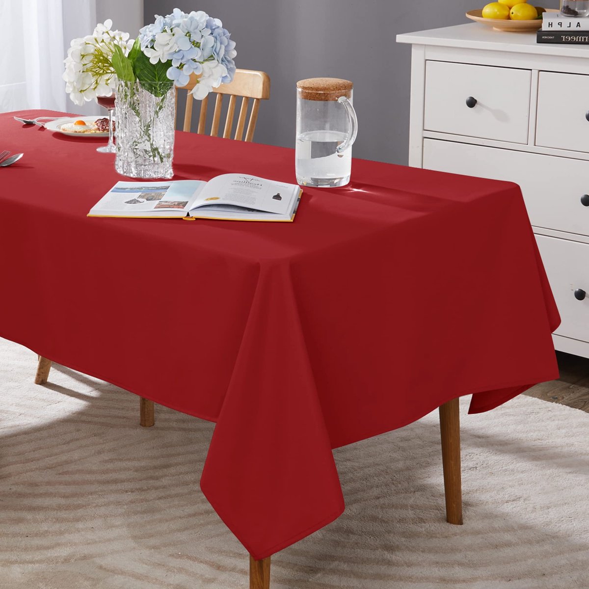 Omgoods - Waterdichte Tafelkleed voor Rechthoekige Tafel 130 x 280 cm Rood