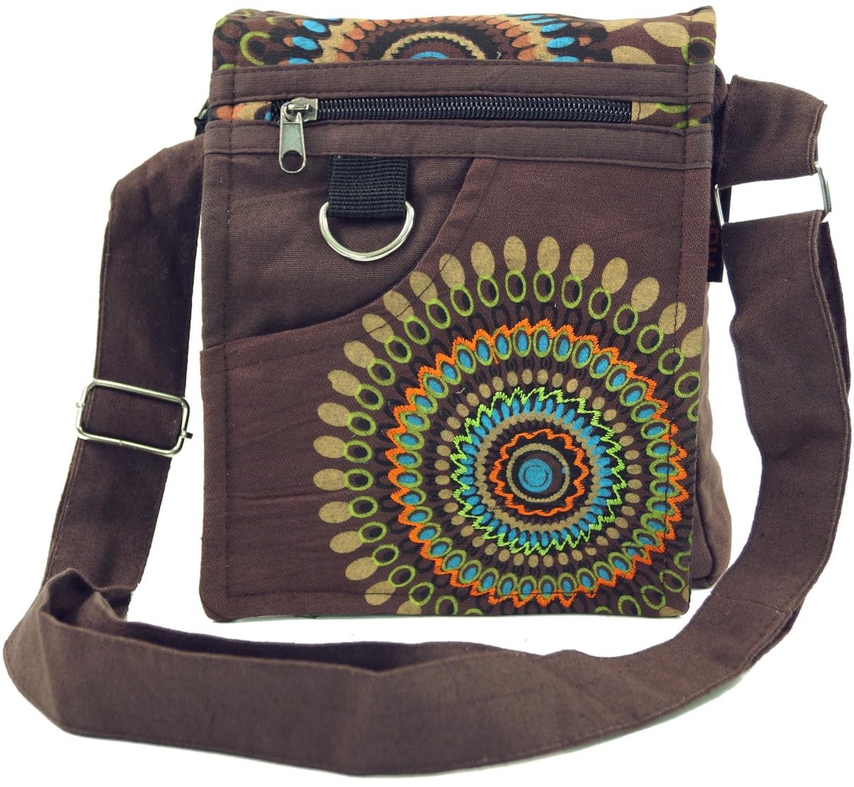 Omgoods - Kleine Hippie Schoudertas van Katoen met Etnisch Ontwerp