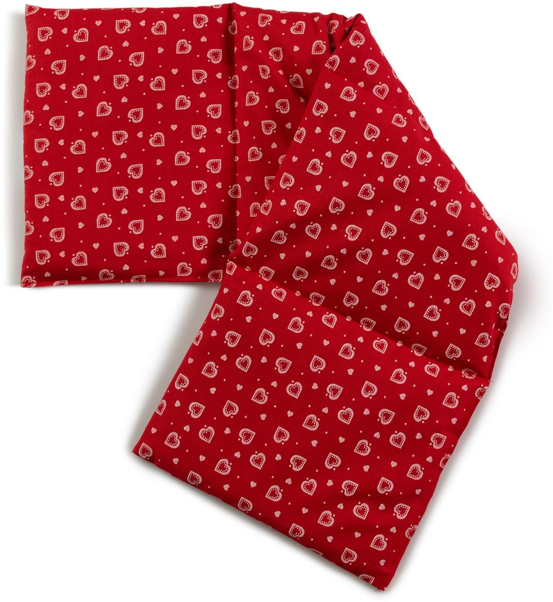 Omgoods - 4-Kamer Lijnzaadkussen 20x60 cm Hart Rood Warmte- en Koelkussen Graankussen