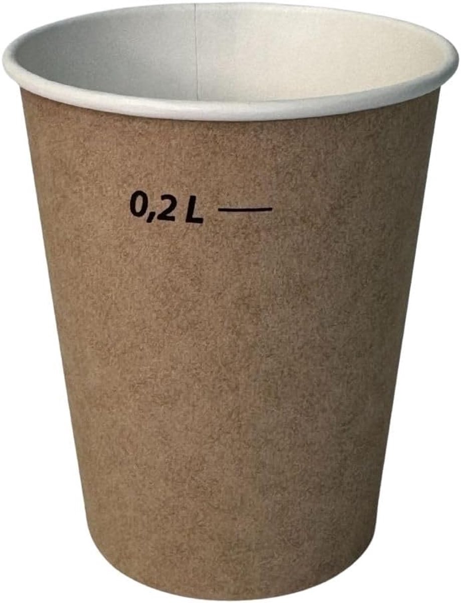 SnelShoppen - 1000 stuks papieren bekers bruin 250 ml | wegwerp koffiebekers voor warme dranken, takeaway bekers, duurzame café benodigdheden