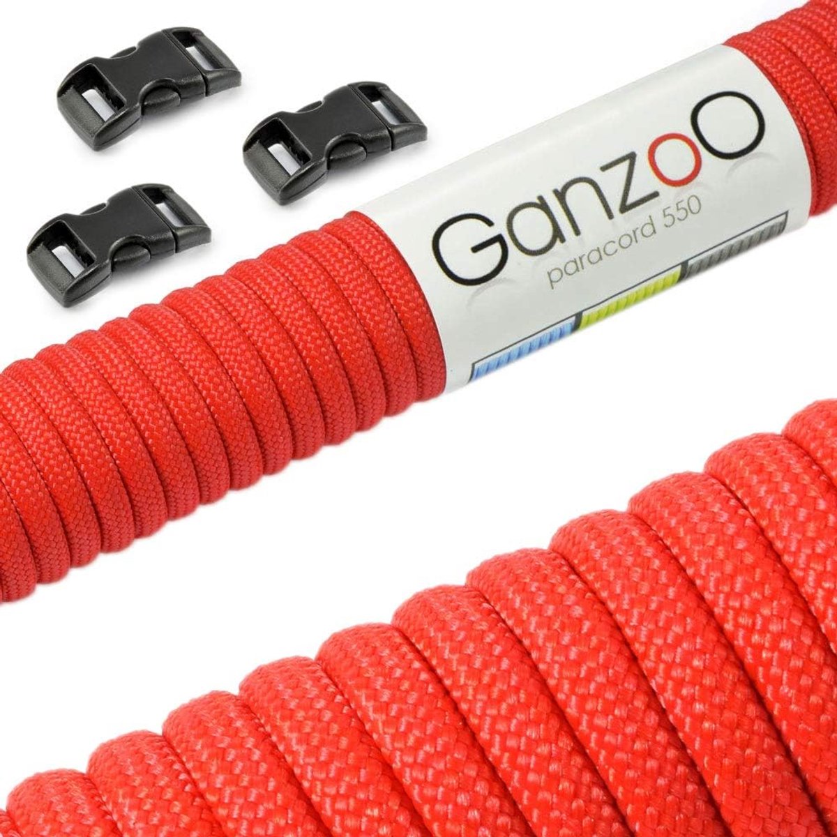 SnelShoppen - Paracord 550 Touw Set met 3 Snap Klemmen 10 mm 30 m, Nylon Polyester, Multifunctioneel Touw voor Survival Armbanden en Creatieve DIY Pro