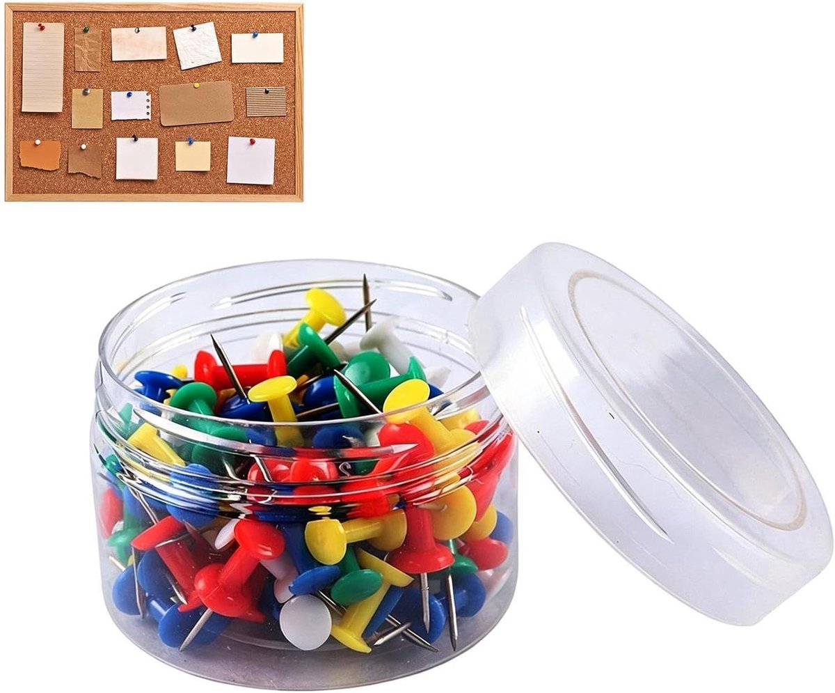 Decoratieve Punaises - Duimspijkers Prikbord - Foto's Ophangen - Heldere Kleuren - 100 Stuks - Multicolor
