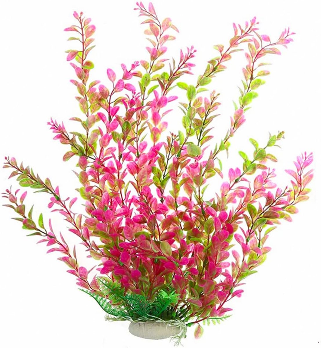 Aquariumplant 45cm roze - kunstplant met keramische basis - veilig voor vissen - sfeervolle decoratie - SnelShoppen