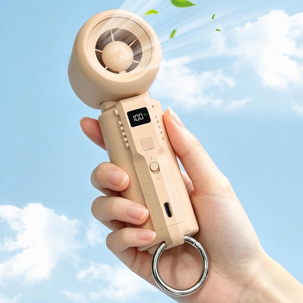 Mini Handventilator - Traploze Regeling - 3000mAh Accu - USB-C Oplaadbaar - Voor Kantoor en Reizen