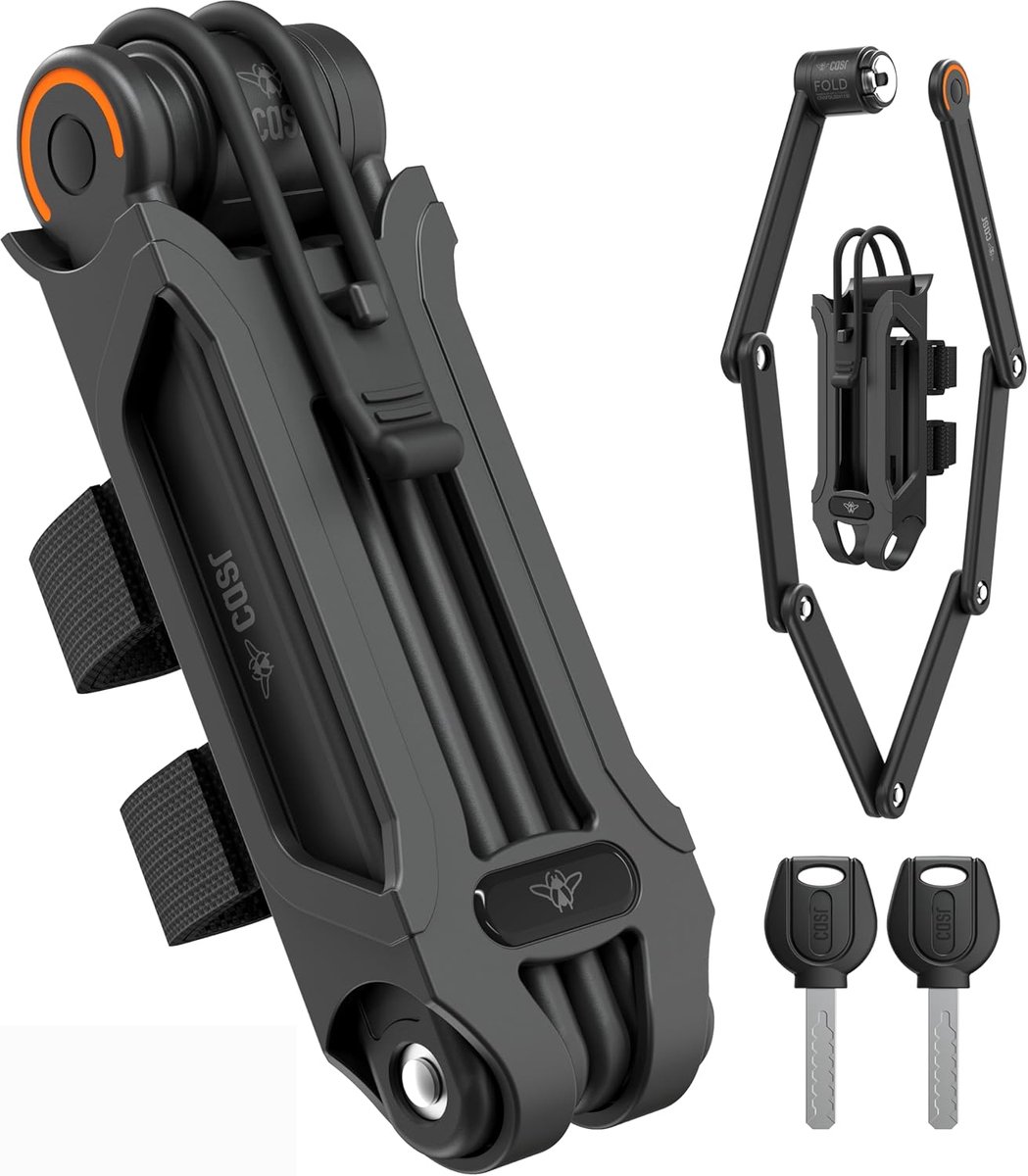 SnelShoppen - Opvouwbaar Fietsslot - Versterkte Veiligheid, Compact en Robuust, Zwart - Ideaal voor Fietsen, Motoren en Scooter