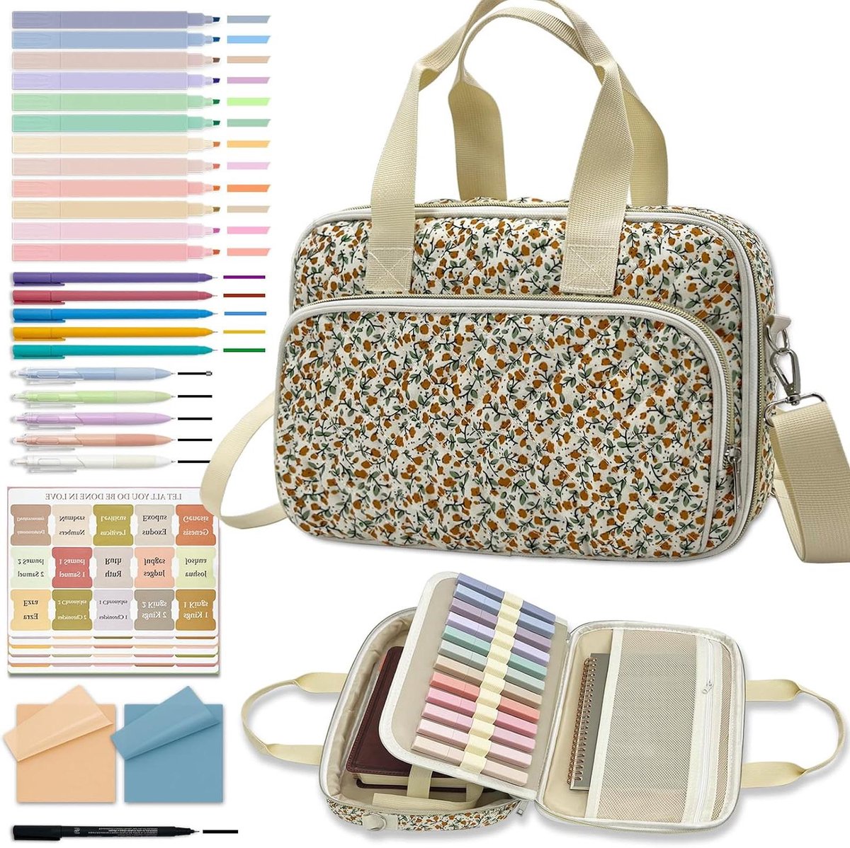 Bijbel Cover Tas - Bijbelstudie Kit - Bijbel Lezen - Uitgebreide Set - 33 x 24 x 6 cm - Geel