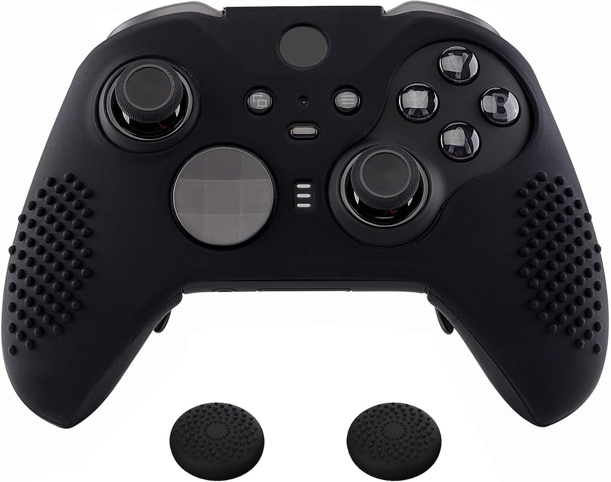 eXtremeRate PlayVital Cover Skin voor Xbox Elite Series 2 Controller, Siliconen Beschermhoes met Antislip Analoge Stick Rubbers voor Xbox Elite Series 2 Core Controller-Zwart
