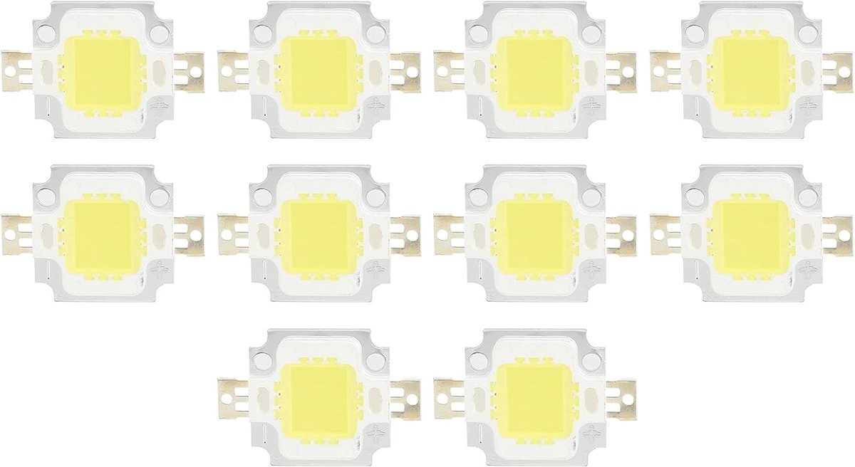 Chips, 10W/6500K Chip Lamp, 10W/6500K Super Bright High Power Lamp Kraal Lichtbron Chip met Aluminium Plaat voor Schijnwerper, Pak Van 10
