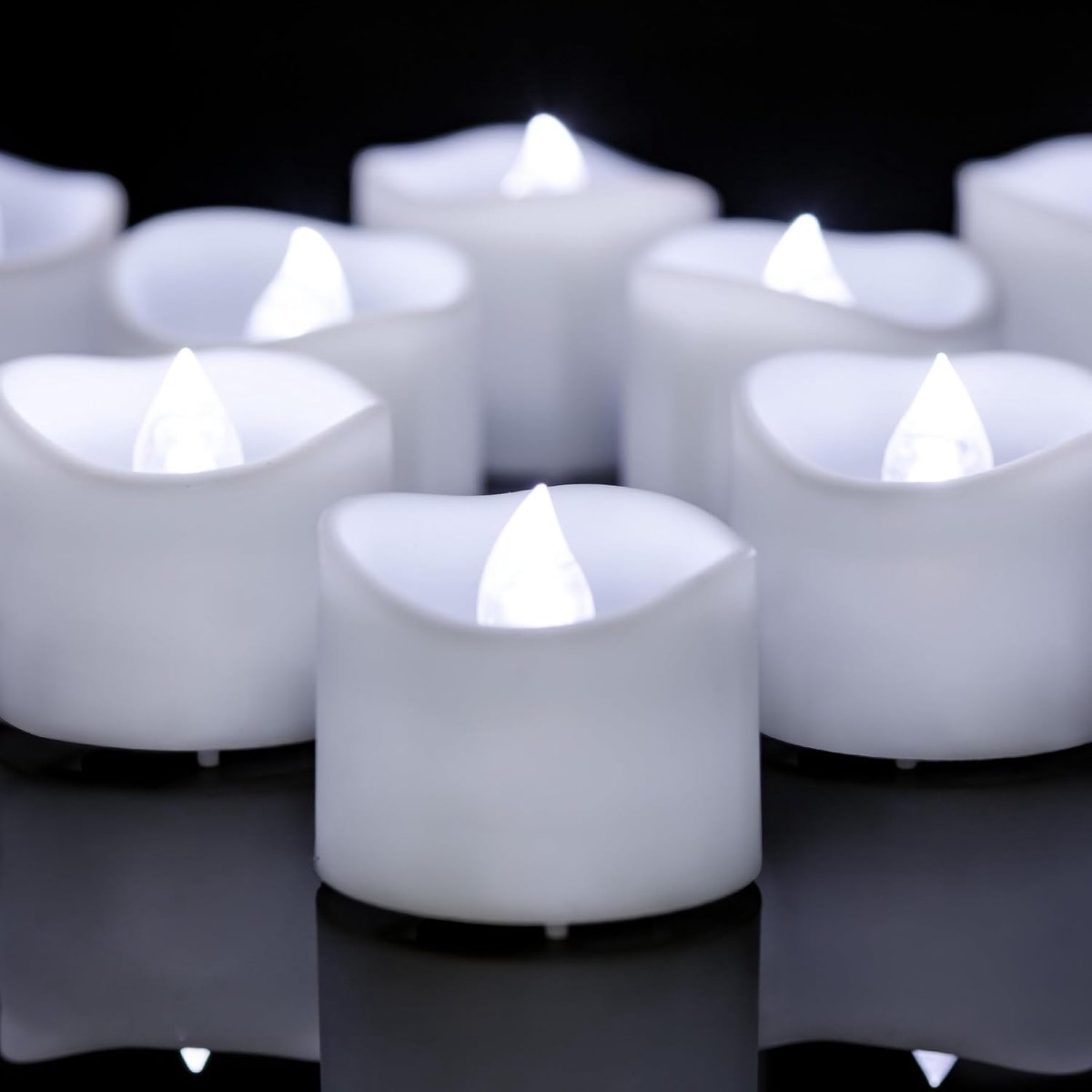 12 stuks Halloween-led-timertheelichtjes, werkt op batterijen, vlamloze flikkerende theelichtjes met timer, elektrische votiefkaarsen voor buiten, grote hoeveelheid voor kerstpompoendecoraties