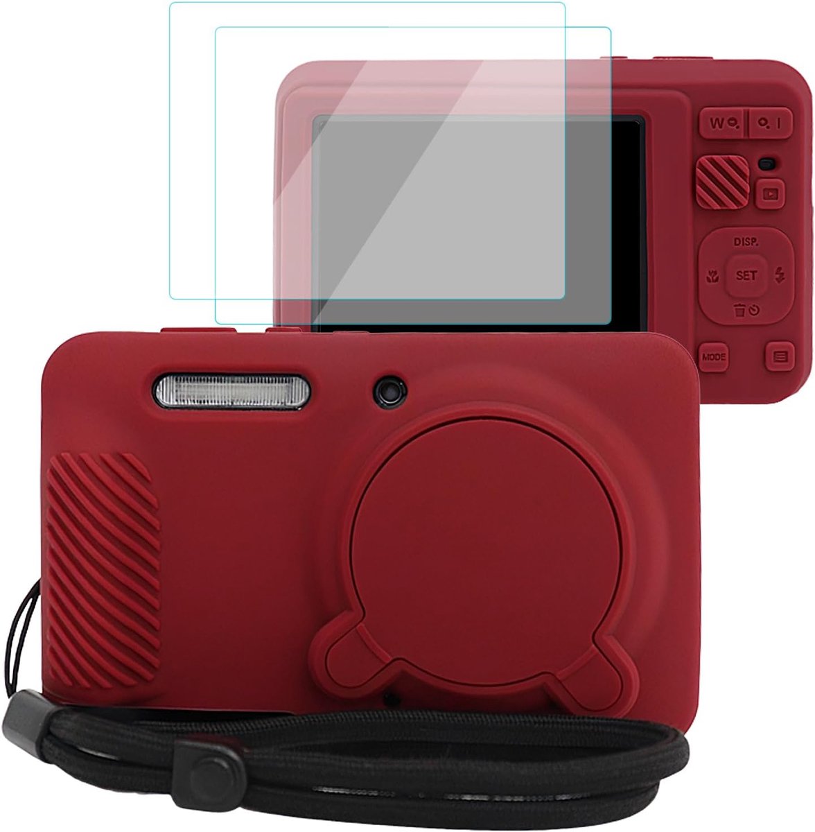 Cameratas voor KODAK PIXPRO FZ55 met 2 schermbeschermers en 1 handriem, siliconen, zachte beschermende lichtgewicht