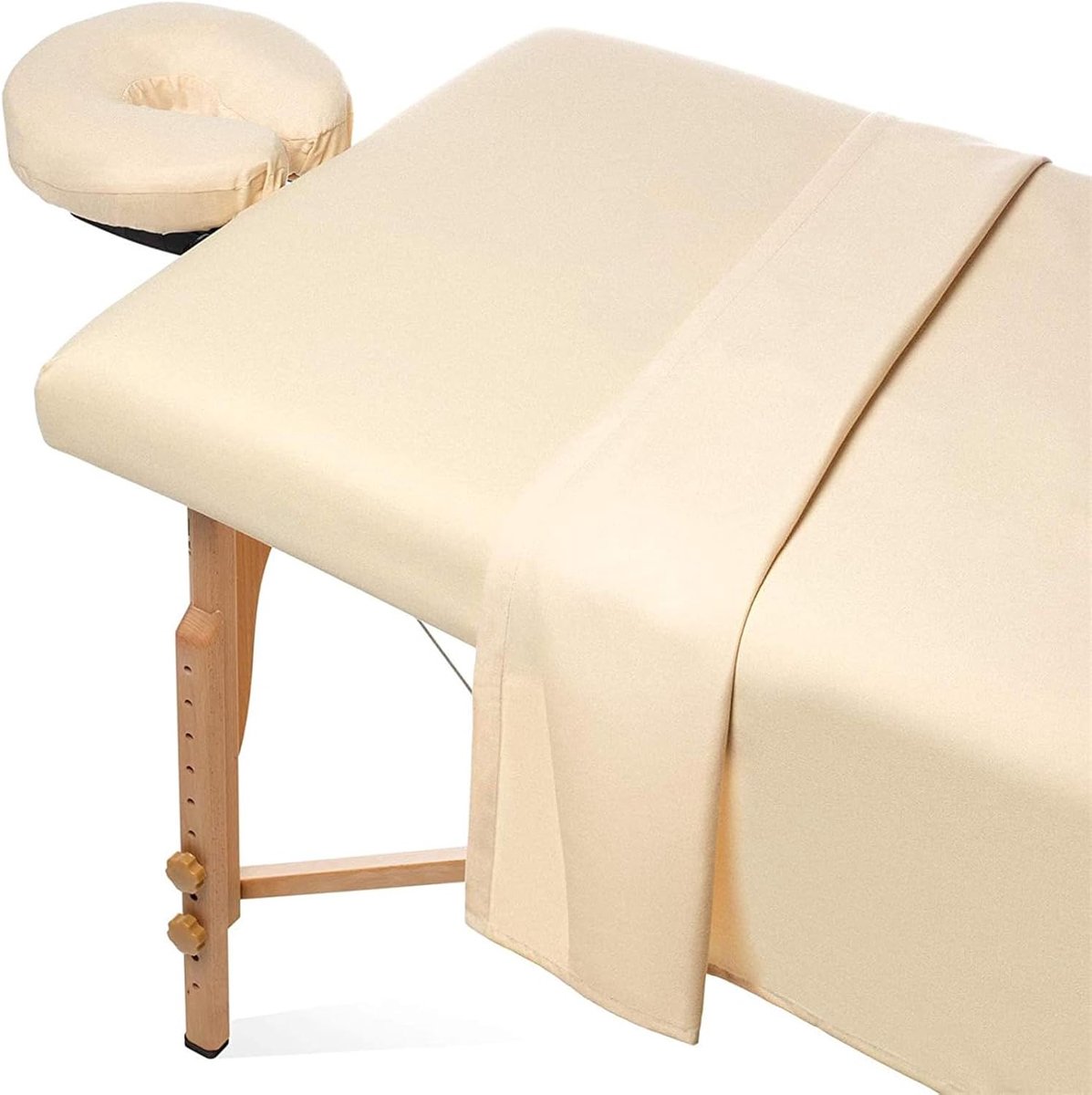 3-delige beschermhoes voor massagetafel, overtrek voor massagetafel, met gat, bedlaken, massage, spa, zacht, elastisch, tafelhoes voor schoonheidssalon (80 x 185 cm, beige)