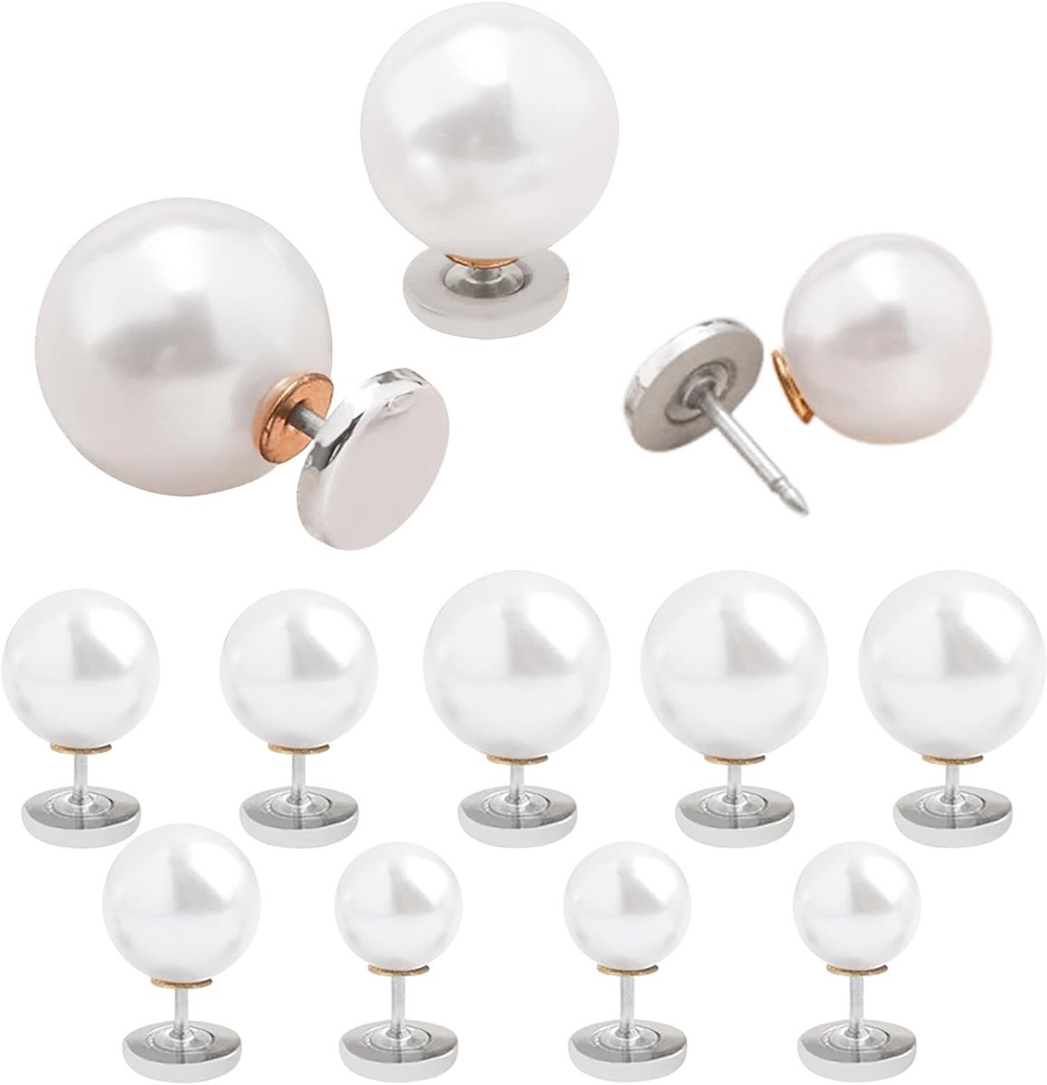 Knopen zonder te naaien, afneembare broche om aan te naaien en uit te snijden, herbruikbare clipknopen voor dameshemd, blouse, vest, jurken en doe-het-zelf (wit, gemengde maten)