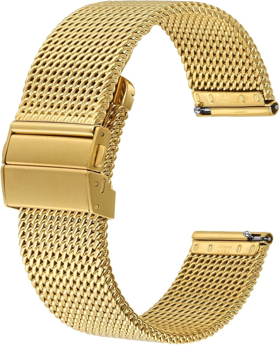 Horlogebanden, vouwsluiting, 316L roestvrijstalen mesh horlogebanden, snelsluiting vervangende band voor mannen en vrouwen, 18 mm, 20 mm, 22 mm