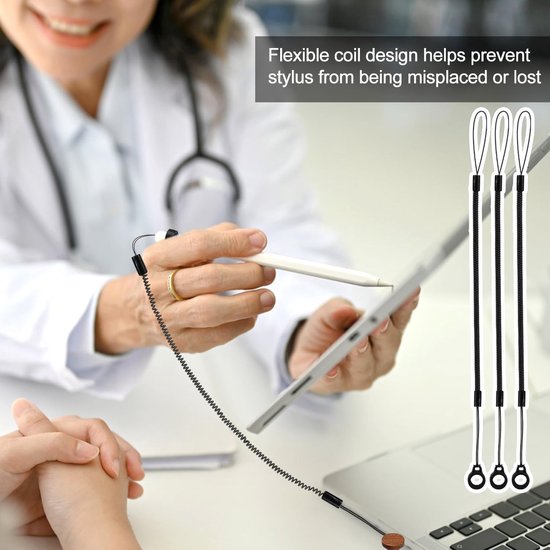 10 Stuks Penkoorden, Elastische Koord met Siliconen Ringen Intrekbare Styluskoord Klembordpenriem Anti-Verlies Tablet Stylushouder voor Het Vastmaken Van de Stylus Aan Het Touchscreen — afbeelding 5