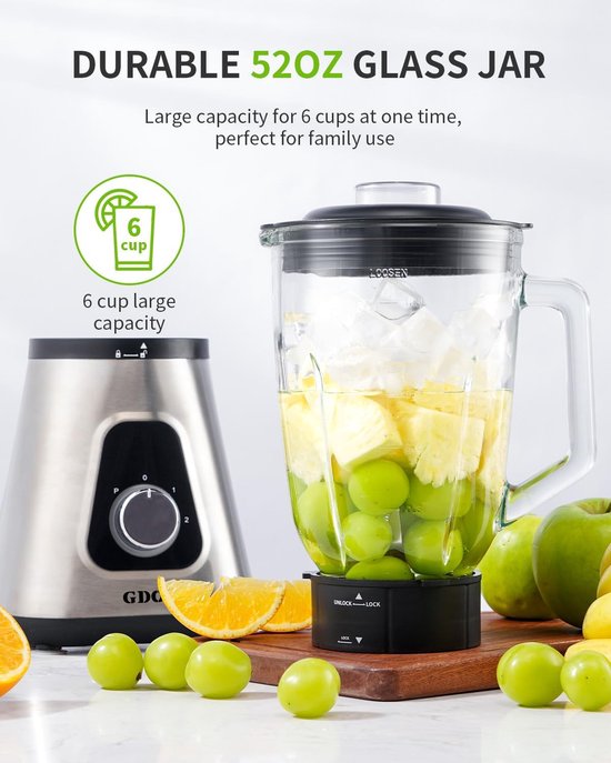 Krachtige Blender - Keukenmixer - Smoothies Maken - Zelfreinigend - 1.5 Liter Pot - Zilver — afbeelding 5