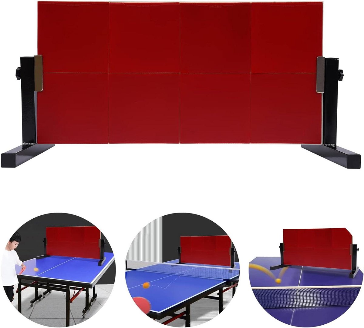 Tafeltennis Return Board - Ping Pong Rebounder - Zelf Training - 360 Graden Verstelbaar - 66 x 33 cm - Rood