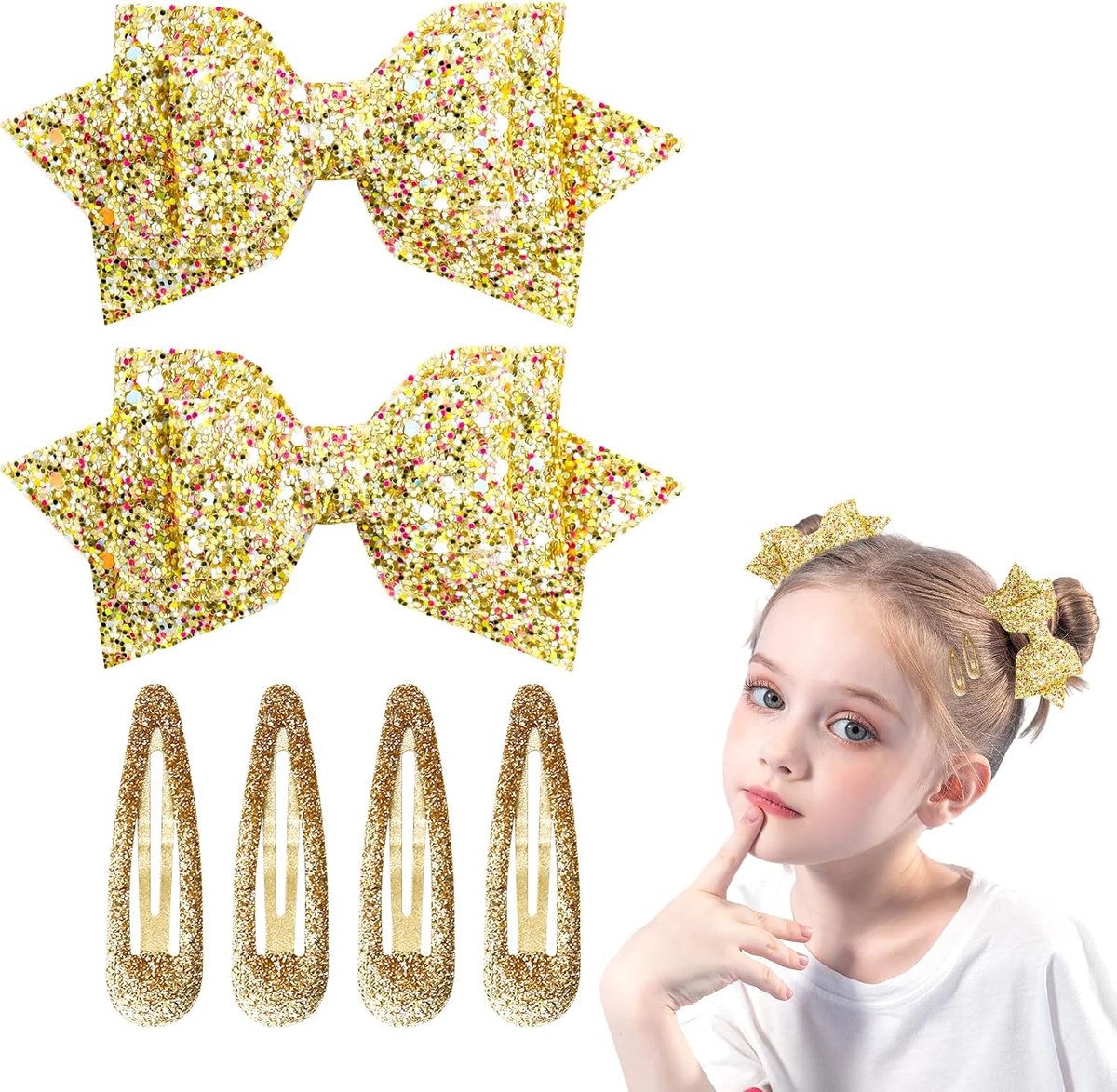 Haarspeldenset met glitterstrik, glitterclip, accessoires voor haarstyling voor meisjes en vrouwen