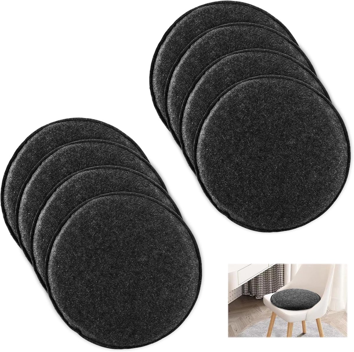 Zitkussen rond 35 cm 8 stuks donkergrijs