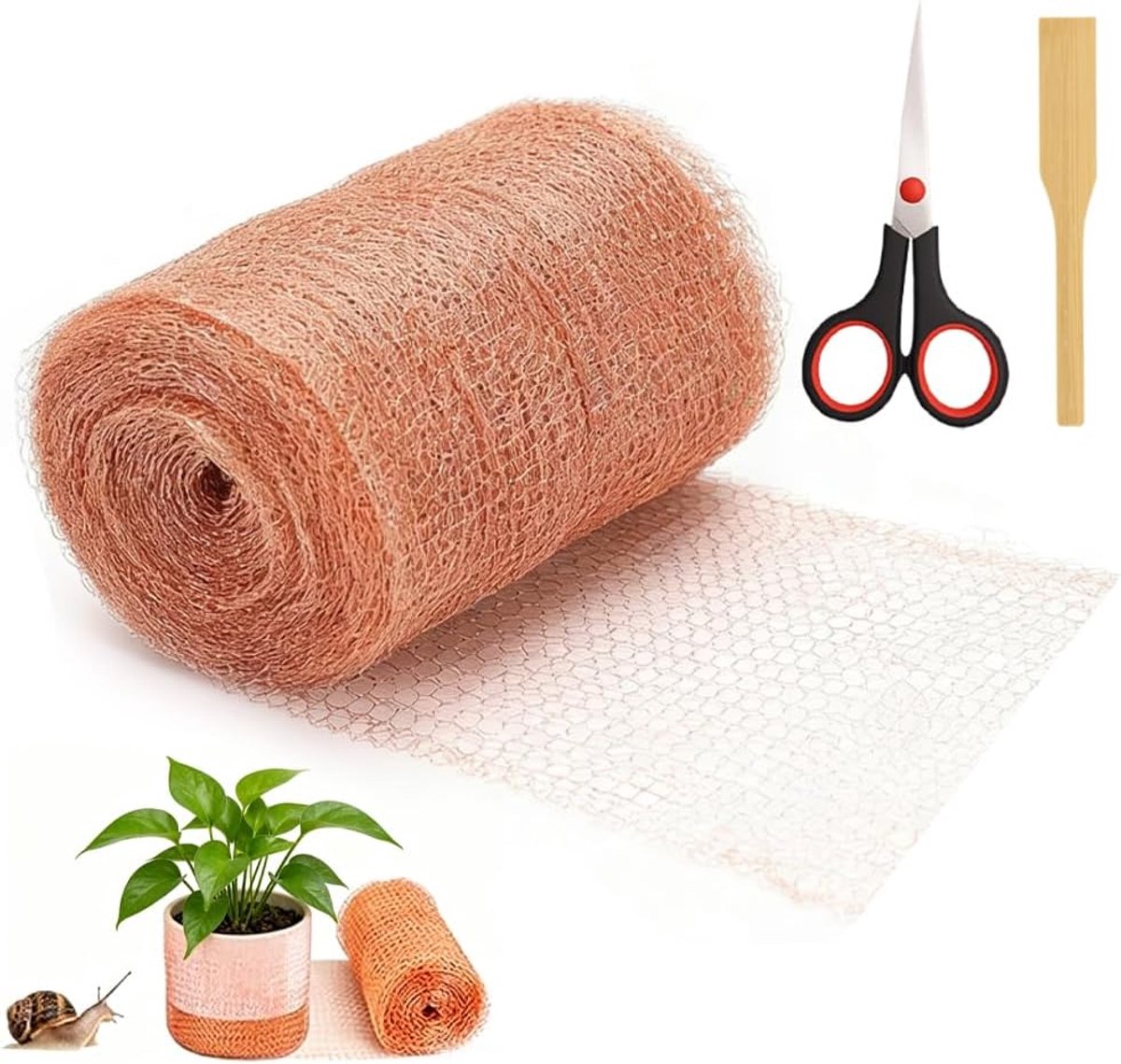 koperband tegen slakken, slakkenhek, koperdraad tegen slakken, koperdraad tegen slakken, kopervlechtwerk koperrol voor het bouwen van gaten, plantenbescherming voor huis en tuin (10 m x 12,7