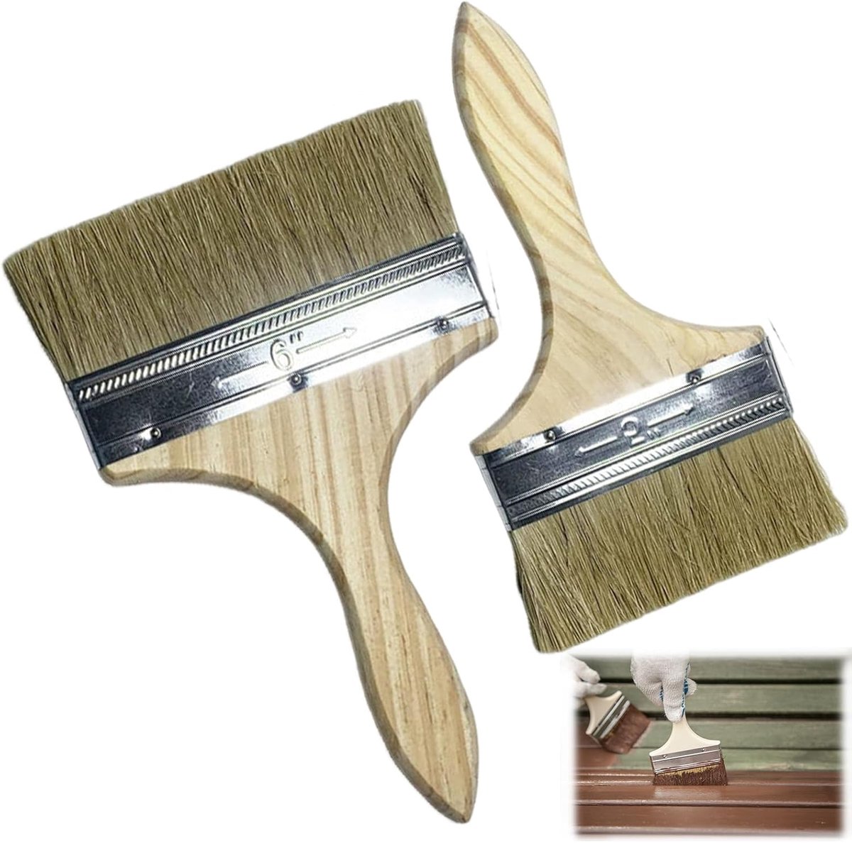 Platte kwast, lazuurkwast, lakkwast, 100 mm/125 mm, voor lazuren, schilderijen en wandbekleding, geschikt voor hekken, decoratie en schilderen